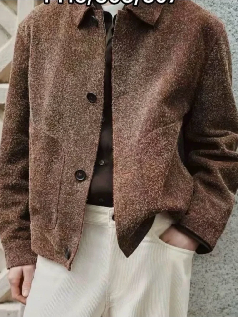 Zara Cropped Brushed Suede Leather Jacket Clay Brown